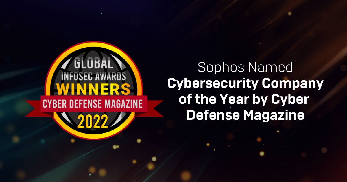 Sophos Named Cybersecurity Company of the Year by Cyber Defense Magazine